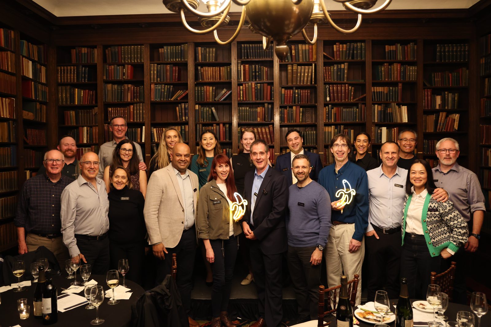 A members' dinner in a private library